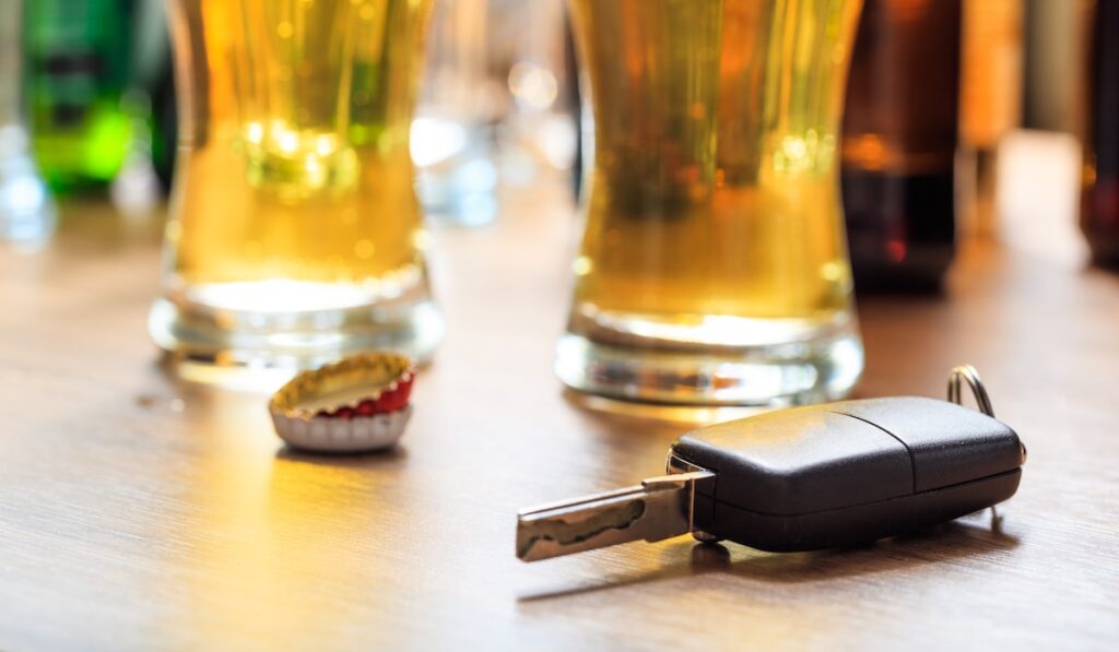 Drinking and driving concept. 