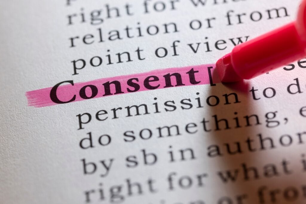 Dictionary definition of consent