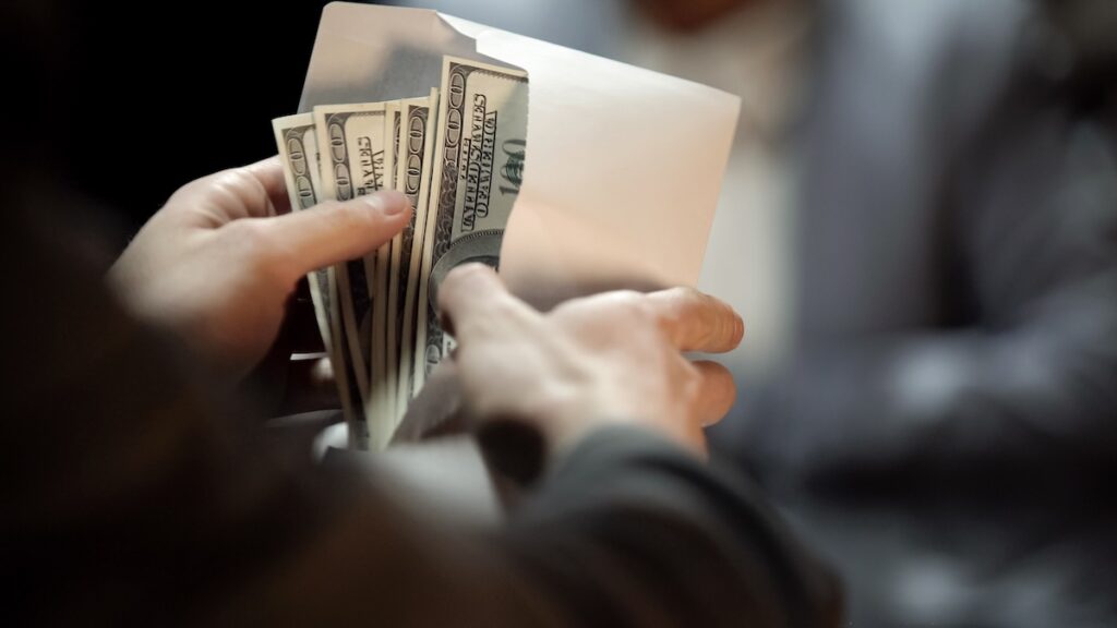 Envelope with dollars, 