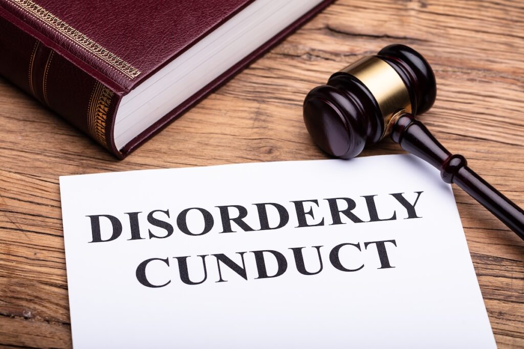 Disorderly Conduct Text On Legal Document Near Gavel